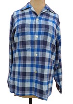 VTG Pendleton Womens Plaid Check Color block Blue Button Up Shirt Shacket - £39.78 GBP