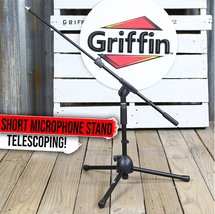 Short Microphone Stand with Boom Arm by GRIFFIN - Low Profile Tripod Mic Stand M - £25.41 GBP+