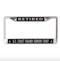 Retired Us Coast Guard Senior Chief Chrome License Plate Frame - £23.96 GBP