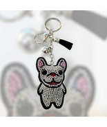 Sparkling Cartoon French Bulldog Badge Charm Keychain with Rhinestones a... - $10.89 CAD