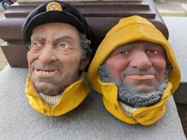 2 Skipper / Seamen Chalkware Wall Hangings Made In England Vintage - £39.95 GBP