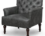 Lathrop Transitional Tufted Faux Leather Upholstered Accent Chair for Li... - $623.99