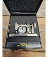 Timex Mini Clock, Sewing Machine Desk Clock Antique Silver NEW - $22.15 CAD