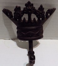 Vintage Cast Iron Crown Wall Single Hook Hanger Coat - $21.78