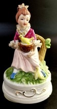 Vintage Napco Rotating Girl in Pink/Purple Wind up Musical Figurine - £23.45 GBP