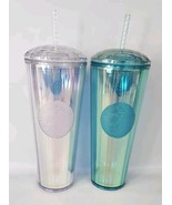 2 Starbucks Iridescent Unicorn Rainbow Kaleidoscope Cup 24oz Venti Tumbl... - $29.65
