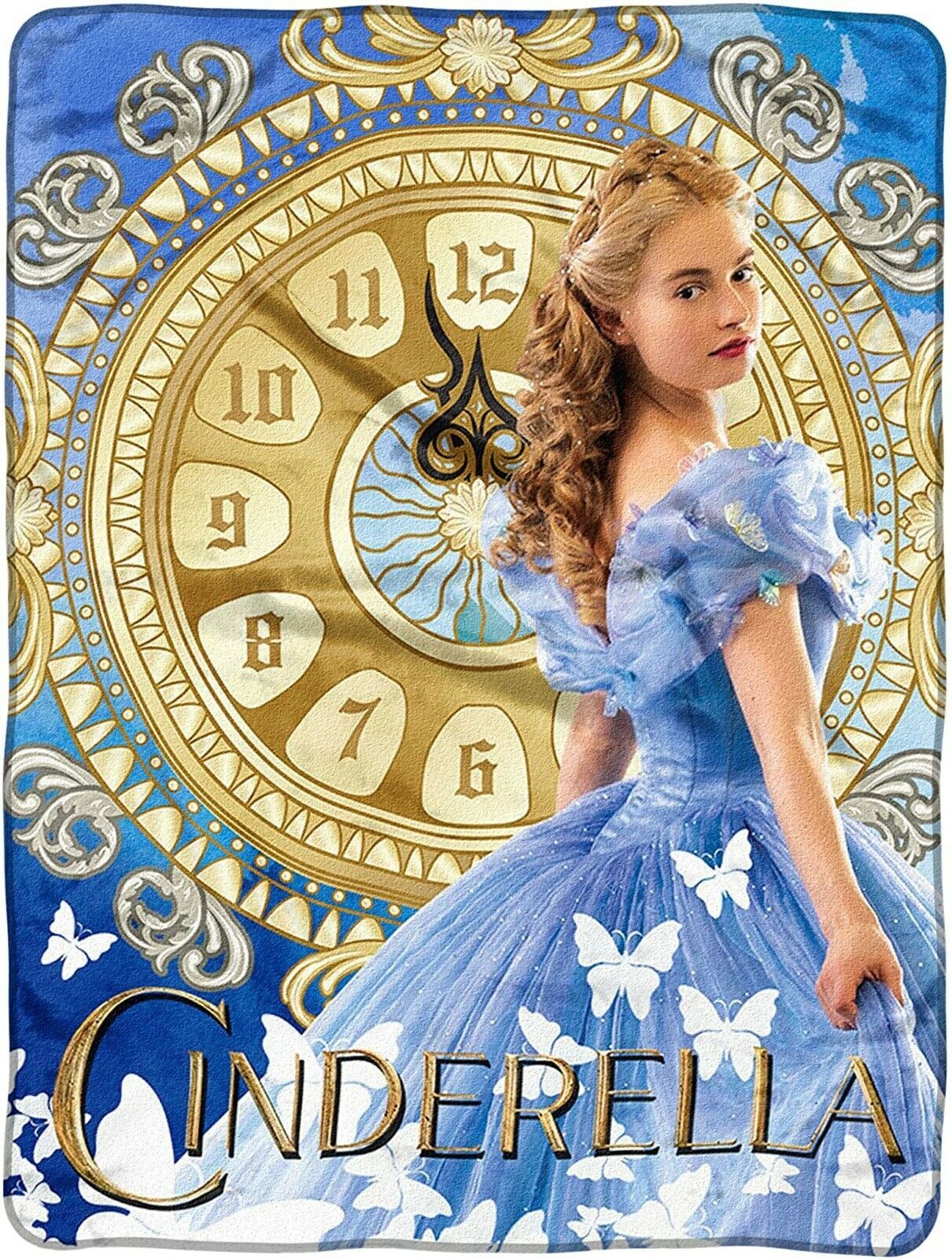 Disney Cinderella 2015 Clock Strikes Super Plush Throw blanket - £13.11 GBP