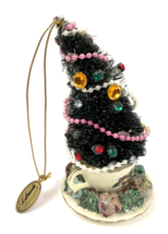 Katherine&#39;s Christmas Ornaments Teacup Bottle Brush Tree 5&quot; Beaded Jeweled - £15.99 GBP