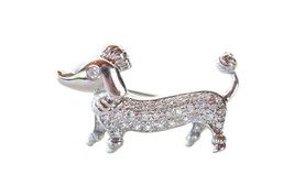 18K Gold Diamond Studded Dashund Dog Brooch Pin 0.08ct - £302.16 GBP