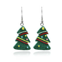 Green Acrylic &amp; Silver-Plated Christmas Tree Drop Earrings - £10.26 GBP