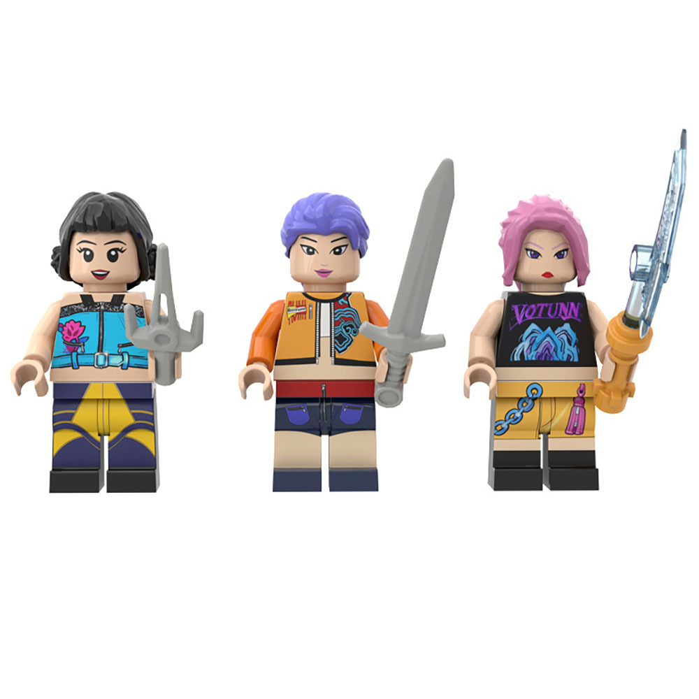 3Pcs KPop Demon Hunters Minifigure Mira Rumi Zoey Assmebly Mini Block Fi... - $17.79
