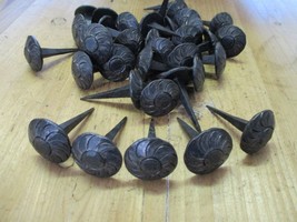 50 NAILS ROUND HAND FORGED 1&quot; SWIRL 1 1/2&quot; LONG TACK CRAFT NAIL IRON DEC... - $59.99