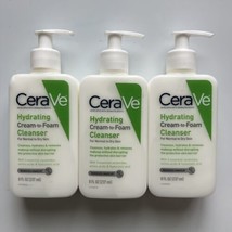 CeraVe Hydrating Cream-to-Foam Cleanser w/ Ceramides Removes Makeup 8oz - 3 Pack - £25.09 GBP