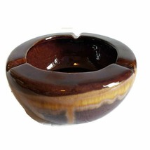 Brown Drip Glaze Ceramic Art Pottery Ashtray Tobacco Cigarettes Vintage - £25.73 GBP
