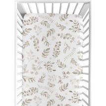 Sweet Jojo Designs Floral Leaf Boy or Girl Fitted Crib Sheet Baby or Tod... - £34.06 GBP
