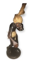 Indonesia Vintage Hand Carved Tribal Man Playing Soccer Art Sculpture - £36.53 GBP
