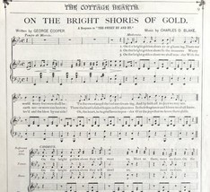 C1870s On The Bright Shores Of Gold Victorian Sheet Music Cottage Hearth... - £19.94 GBP