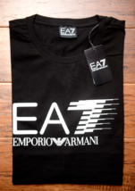 Emporio Armani EA7 Men&#39;s Signature Crew Neck Black Cotton Tee T-Shirt XL - $54.44