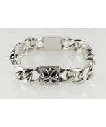 Sterling Silver Men&#39;s Chunky Link Bracelet with Cross Accents 105 Grams - $33,467.36 MXN