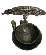 Vintage Top Shelf Jewelry Teacup and Feather Pin - $12.97 CAD