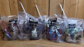 Complete Set of 4 Star Wars Episode I Cups Toppers &amp; 3 Straws Pizza Hut ... - $62.86