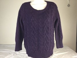 NWT Ann Taylor Loft S Purple Chunky Cozy Cable 3/4 Slv Ballet Neck Sweater $59 - £15.57 GBP