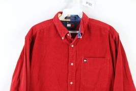 Vintage 90s Tommy Hilfiger Mens Small Faded Corduroy Collared Button Shirt Red - £27.59 GBP