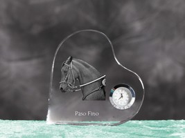 Paso Fino- crystal clock in the shape of a heart with the image of a a h... - £41.68 GBP