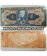 BRAZIL Old 2 CRUZEIRO Banknote - CU Authentic SER 1056 0967 - $4.95