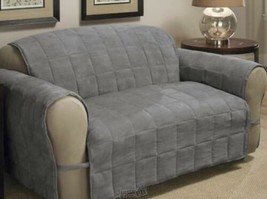 Ultimate-Grey Extra Long Sofa Protector Quilted Polyester Resists Stains - £45.94 GBP