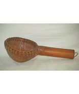 Primitive Hand Woven Bamboo Strainer Ladle Asian Kitchen Utensil Tool Vintage - $19.79