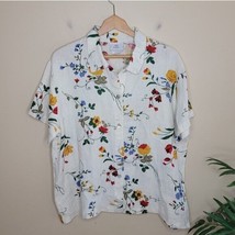 Hot Cotton by Marc Ware | Linen Floral Print Short Sleeve Button Shirt large - £26.64 GBP