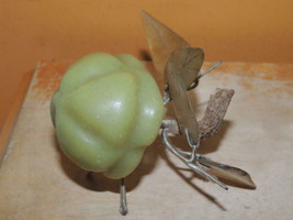 Vintage Chinese Jade Persimmon Branch Leaves Jadeite Nephrite pale celadon green - £50.35 GBP