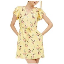 MSRP $70 Maison Jules Womens Floral V-Neck Shift Dress Yellow XS - £29.31 GBP