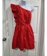 Women Red Dress Summer One Shoulder Ruffle Dress Boho Sleeveless Elastic... - $39.29 CAD