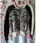 Women&#39;s Victoria&#39;s Secret Black White Zip Up Bomber Sweater Size XS - £15.13 GBP