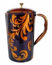 Rastogi Handicrafts screen printed pure copper water jug pitcher 1500 ml (leaf d - £23.64 GBP