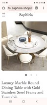 47&quot; Modern Round Dining Table Kitchen Table Marble Top Gold Stainless Steel Legs - £2,367.83 GBP