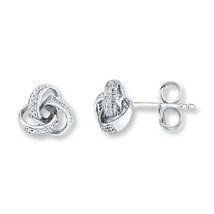 0.15 CT Coupe Ronde Moissanite Amour Nœud Clou Earrings IN 14K Plaqué or Blanc - £56.06 GBP