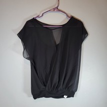 Express Womens Shirt Sheer Blouse with Built in Tank Top Small Black - $14.66