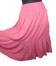Torrid Plus 2X Dark Rose Gauze Smocked Waist Flowy Tiered Midi Skirt, Po... - £23.52 GBP