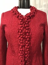 Chico&#39;s Women&#39;s Blazer Red Print Decorated Detail Lined Chico&#39;s Size 0 / 4 - $34.65