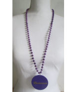 Vintage 19" "Budweiser" Purple Disc & Beads Mardi Gras Necklace - $5.94
