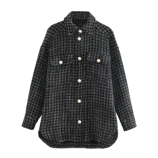 Fall Women&#39;s New Lapel Long Sleeve Tweed Small Fragrant Style Jewelry Button Jac - £139.47 GBP