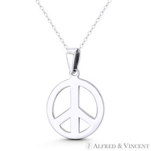 Peace Sign Charm Hippie Movement Symbol 32x22mm Pendant in .925 Sterling Silver - £16.19 GBP+