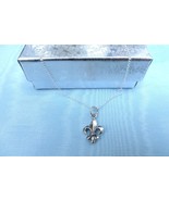 NEW- Sterling Silver Fleur de Lis Charm  and silver chain Necklace - £15.10 GBP
