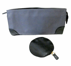 Vintage Gray Suede Cosmetic Bag Pouch Zipper Closure &amp; Small Coin Bag - £8.38 GBP