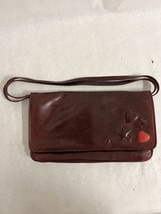 Rare Vintage Ottorino Bossi Red Handbag Purse w Heart &amp; Star Detail Made... - $39.59