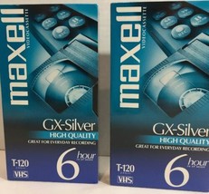 Maxwell Sealed GX Silver 6 Hour High Quality VHS T120 Tapes 2 Pk - £15.68 GBP