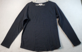 Belle by Kim Gravel Sweater Womens Large Black Cotton Long Casual Sleeve V Neck - $18.04